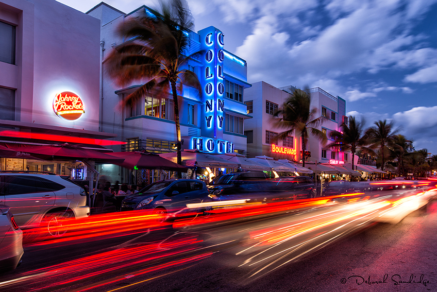 South Beach Art Deco Hotels at night
